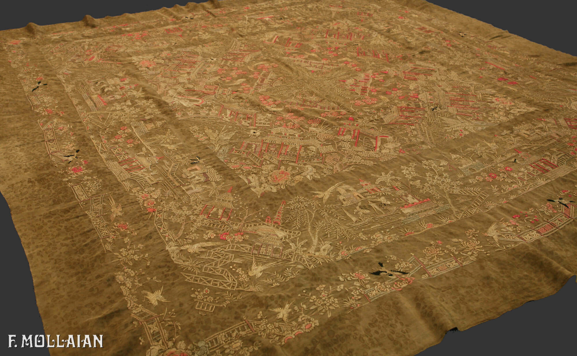 Semi Antique Silk & Metal Chines Textile n°:97484586